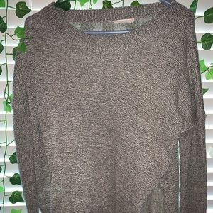 LUSH OFF THE SHOULDER GREY SWEATER